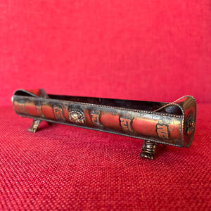 18cm Oblong Copper Incense Burner with Om Mani