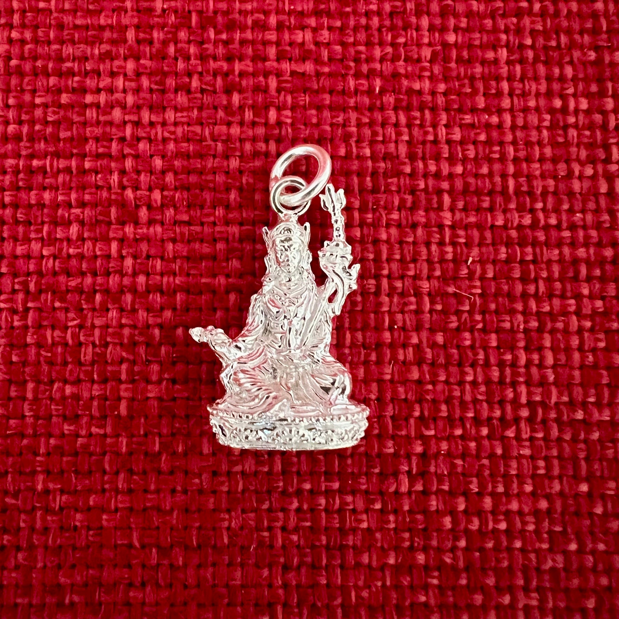 Shiny Silver Guru Rinpoche Pendant 2cm