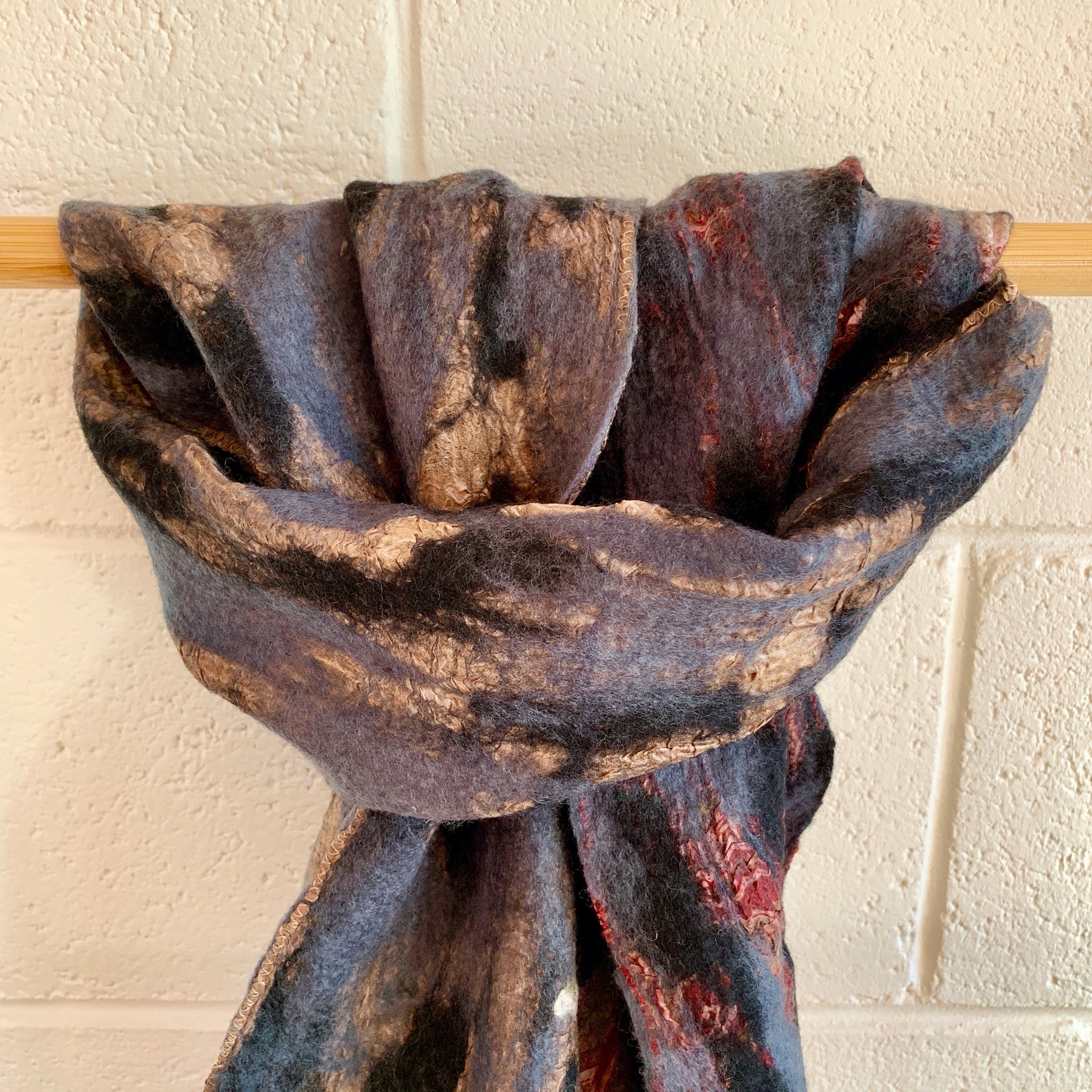 Felted Silk Scarf - Black and Grey