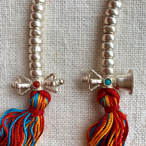 Silver Mala Counters 7mm - Red String & Tassel