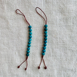 Composite Turquoise Mala Counters with brown string and 6mm beads