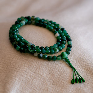 Green Agate Mala Prayer Beads 8mm