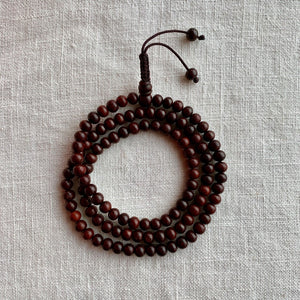 8mm Rosewood mala (prayer beads) with brown string