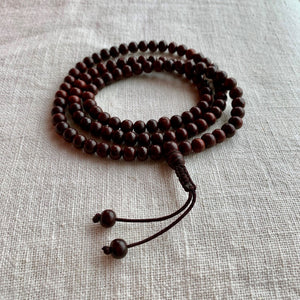 8mm Rosewood mala (prayer beads) with brown string