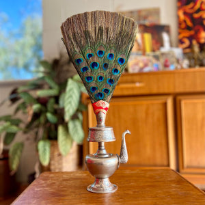 20cm handmade silver plated copper bhumpa (tibetan ritual vase) with antique style finish