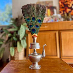 20cm handmade silver plated copper bhumpa (tibetan ritual vase) with antique style finish