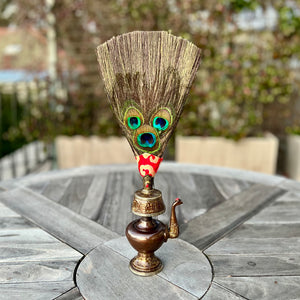16cm handmade oxidised copper bhumpa (tibetan ritual vase) 