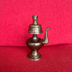 16cm handmade oxidised copper bhumpa (tibetan ritual vase) 