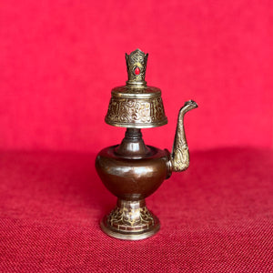 16cm handmade oxidised copper bhumpa (tibetan ritual vase) 