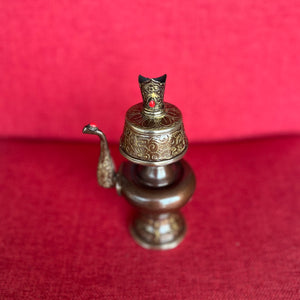16cm handmade oxidised copper bhumpa (tibetan ritual vase) 