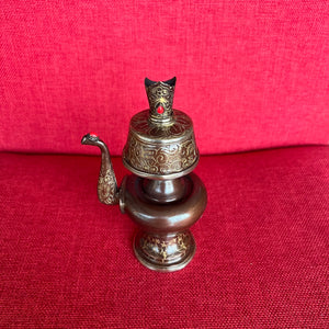 16cm handmade oxidised copper bhumpa (tibetan ritual vase) 