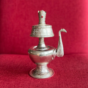 20cm handmade silver plated copper bhumpa (tibetan ritual vase) 
