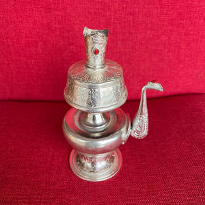 20cm handmade silver plated copper bhumpa (tibetan ritual vase) 