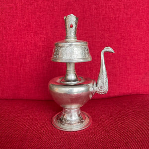 20cm handmade silver plated copper bhumpa (tibetan ritual vase) 