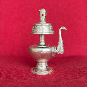 20cm handmade silver plated copper bhumpa (tibetan ritual vase) 