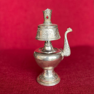 16cm handmade silver plated copper bhumpa (tibetan ritual vase) 