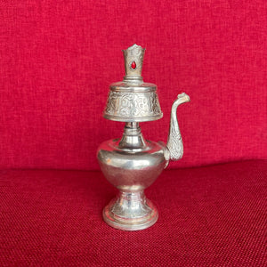 16cm handmade silver plated copper bhumpa (tibetan ritual vase) 