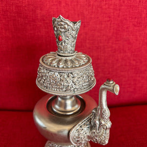 20cm High Ornate Silver Plated Copper Bhumpa