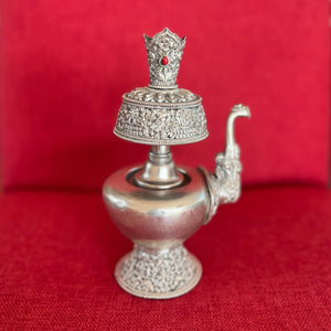 20cm High Ornate Silver Plated Copper Bhumpa