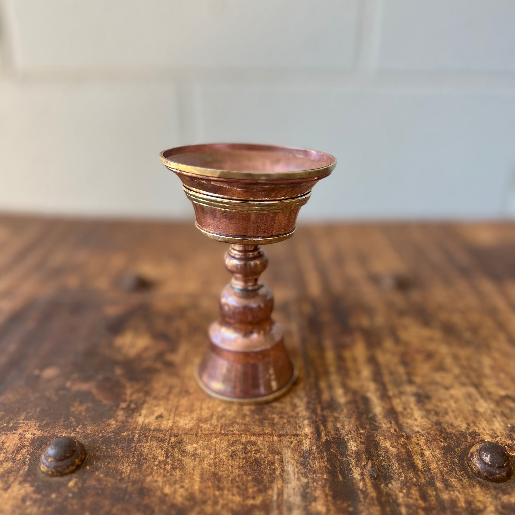 11cm Copper Mix Butterlamp with Brass Ring 