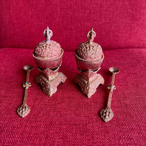 Ornate Copper Kapala set on separate stand and 12.5cm total height