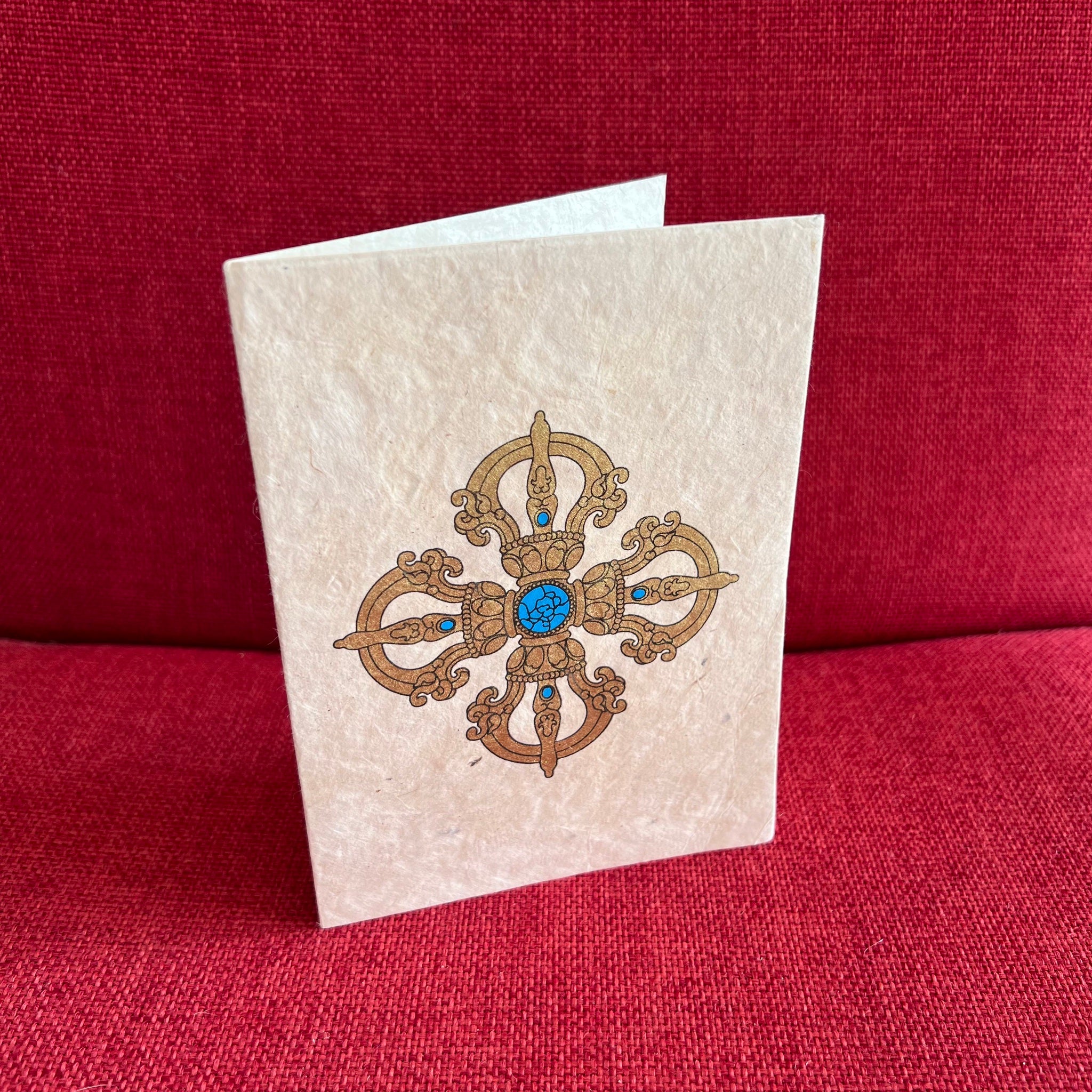 Lokta Paper Card with image of Double Dorje Symbol