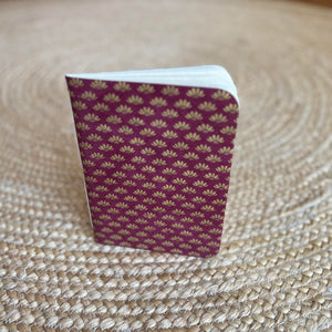 Lokta Paper Notebook - Burgundy with gold lotus pattern