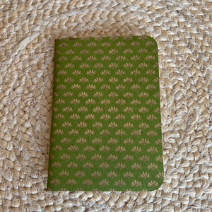 Lokta Paper Notebook - Green with gold lotus pattern