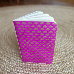Lokta Paper Notebook - Pink with gold lotus pattern