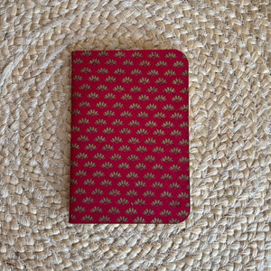 Lokta Paper Notebook - Red with gold lotus pattern