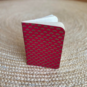 Lokta Paper Notebook - Red with gold lotus pattern