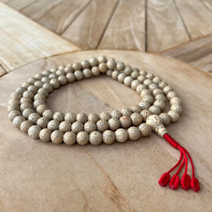 8.5mm Lotus Seed Mala Prayer Beads with Red String