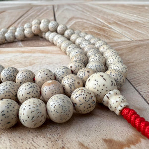 8.5mm Lotus Seed Mala Prayer Beads with Red String