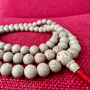 8.5mm Lotus Seed Mala Prayer Beads with Red String