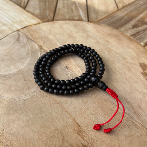 6mm Rosewood Mala Prayer Beads with Red String