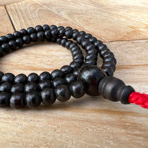 6mm Rosewood Mala Prayer Beads with Red String