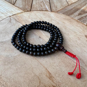 7mm Rosewood Mala Prayer Beads with Red String