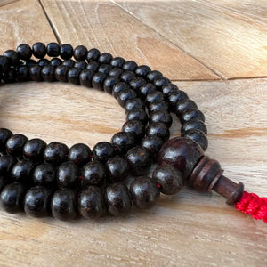 7mm Rosewood Mala Prayer Beads with Red String