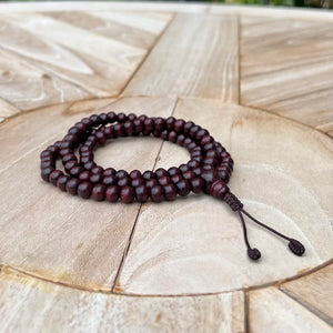 8mm Rosewood Mala Prayer Beads with Brown String