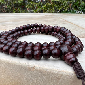 8mm Rosewood Mala Prayer Beads with Brown String