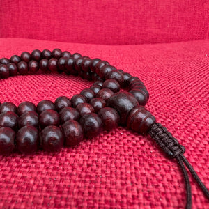 8mm Rosewood Mala Prayer Beads with Brown String