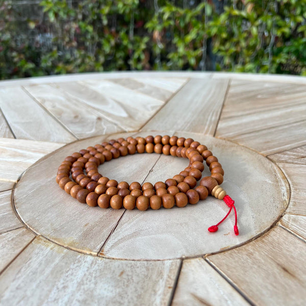 Sandalwood Mala 10mm, Red String - Jalu Jems - Buddhist Supplies Australia
