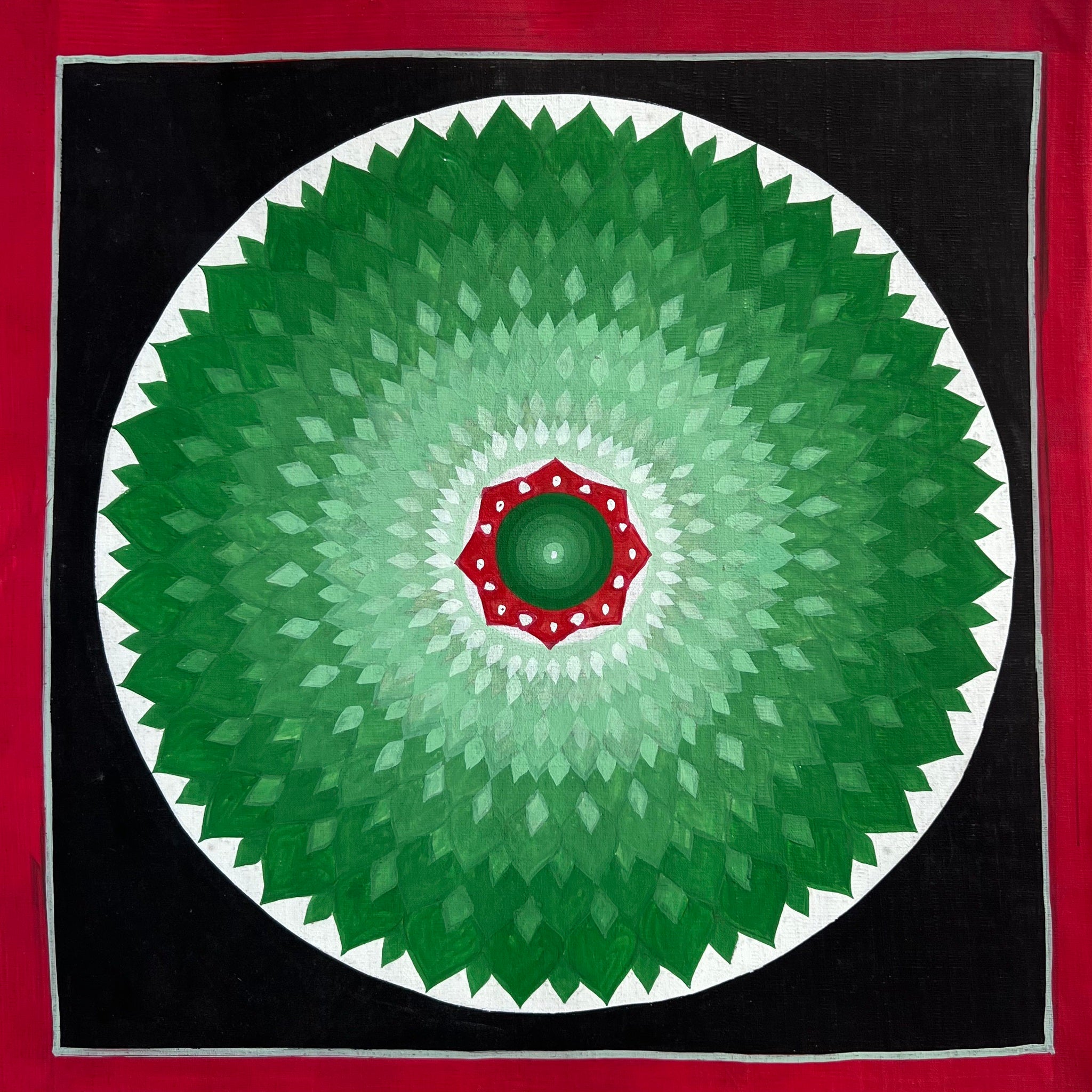 Mandala painting - Green Lotus