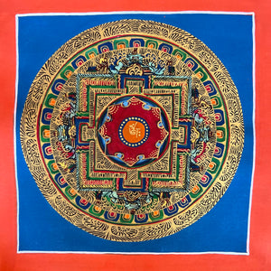 Mandala Painting with Om and a blue and orange background