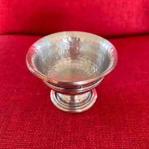 8cm Diameter Silver Plated Copper Offering Bowls with Stand and Etching 