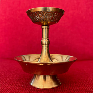 9.5cm Brass Serkyem with etching around cup