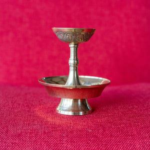 9.5cm Brass Serkyem with etching around cup