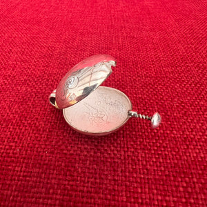 2.3cm Round Silver Locket with Etched Auspicious Symbols