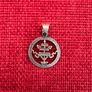 2cm silver pendant with Buddhist Auspicious Banner symbol
