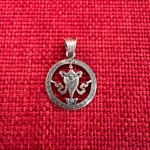 2cm silver pendant with Buddhist Auspicious Conch symbol